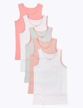 5 Pack Pure Cotton Spotted Vests