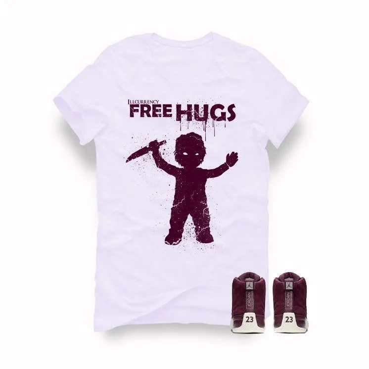 Air Jordan 12 Bordeaux white T shirt (Free Hugs)