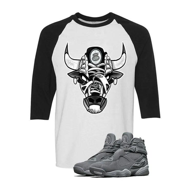 Air Jordan 8 Cool Grey White & Black Baseball T (BULL #8)