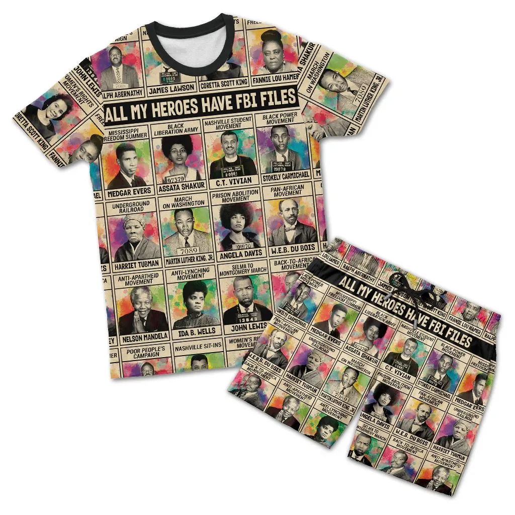 All My Heroes Have FBI Files T-shirt and Shorts Set