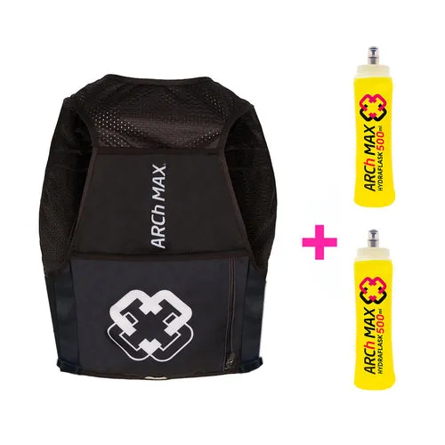 ARCh MAX Hydration Vest 6L Unisex Black   2 Hydraflask 500ml