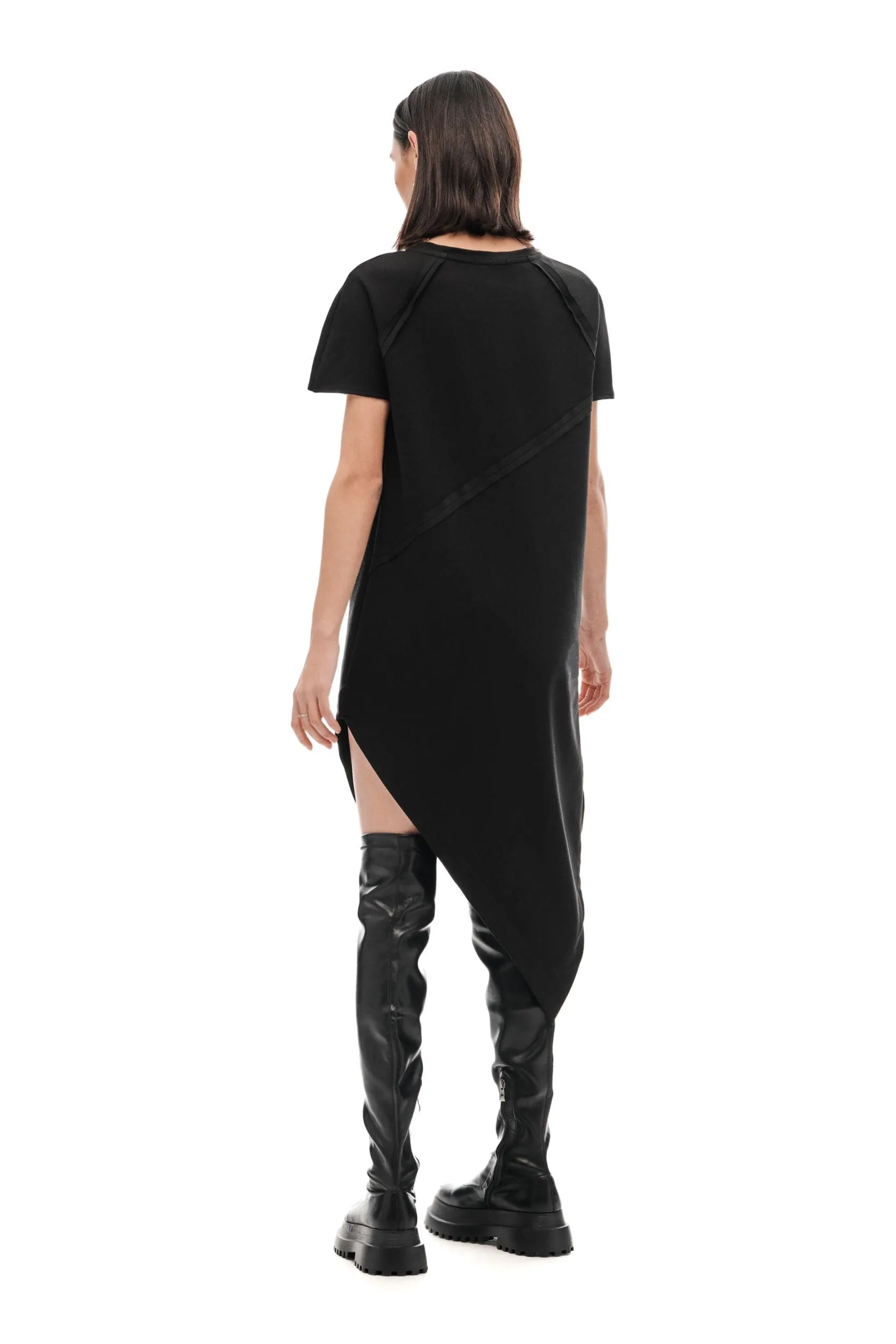 Asymmetric Black T-shirt Dress