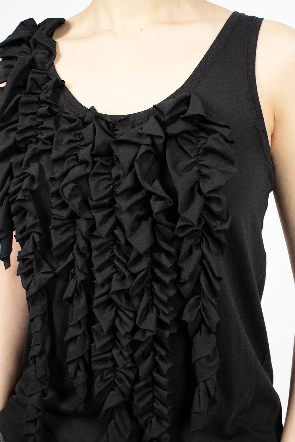 Asymmetric Ruffle Top Black