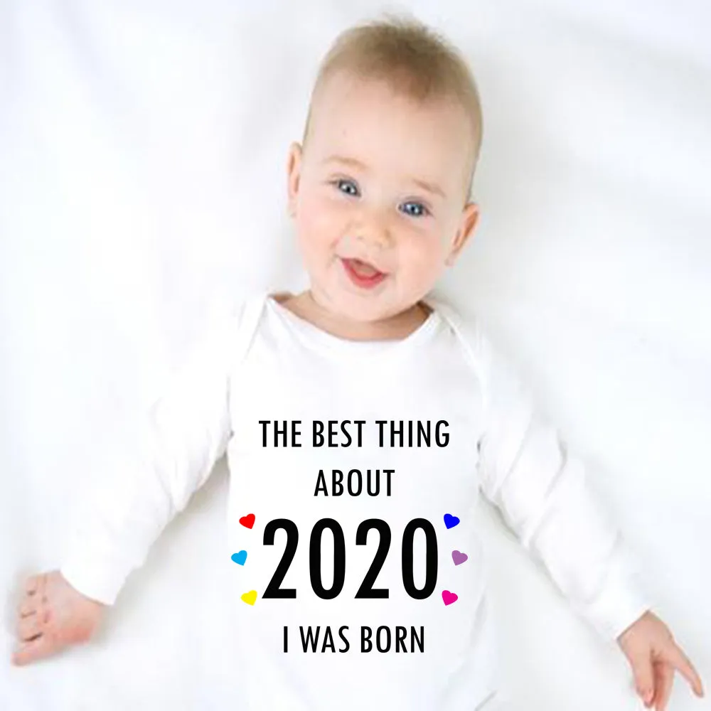 Baby Long Sleeved Vest Bodysuit Grow The Best Thing About 2020 for Newborn Gift