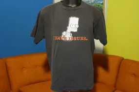 Bart Simpson I Have Issues Vintage 90's Black Simpsons Single Stitch USA T-Shirt