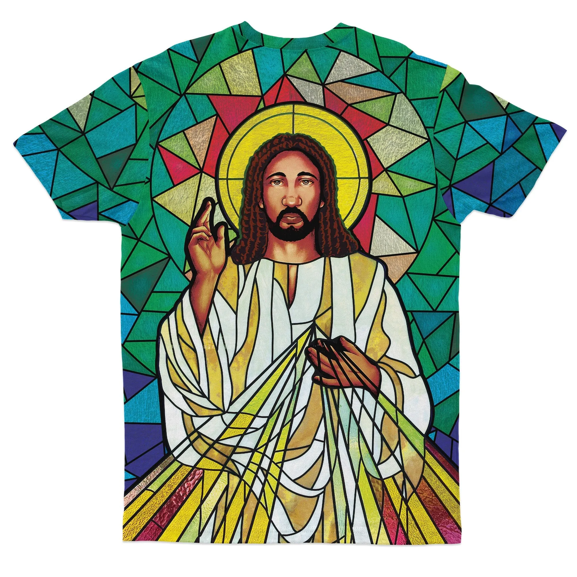 Black Jesus On The Stained Glass T-shirt and Shorts Set