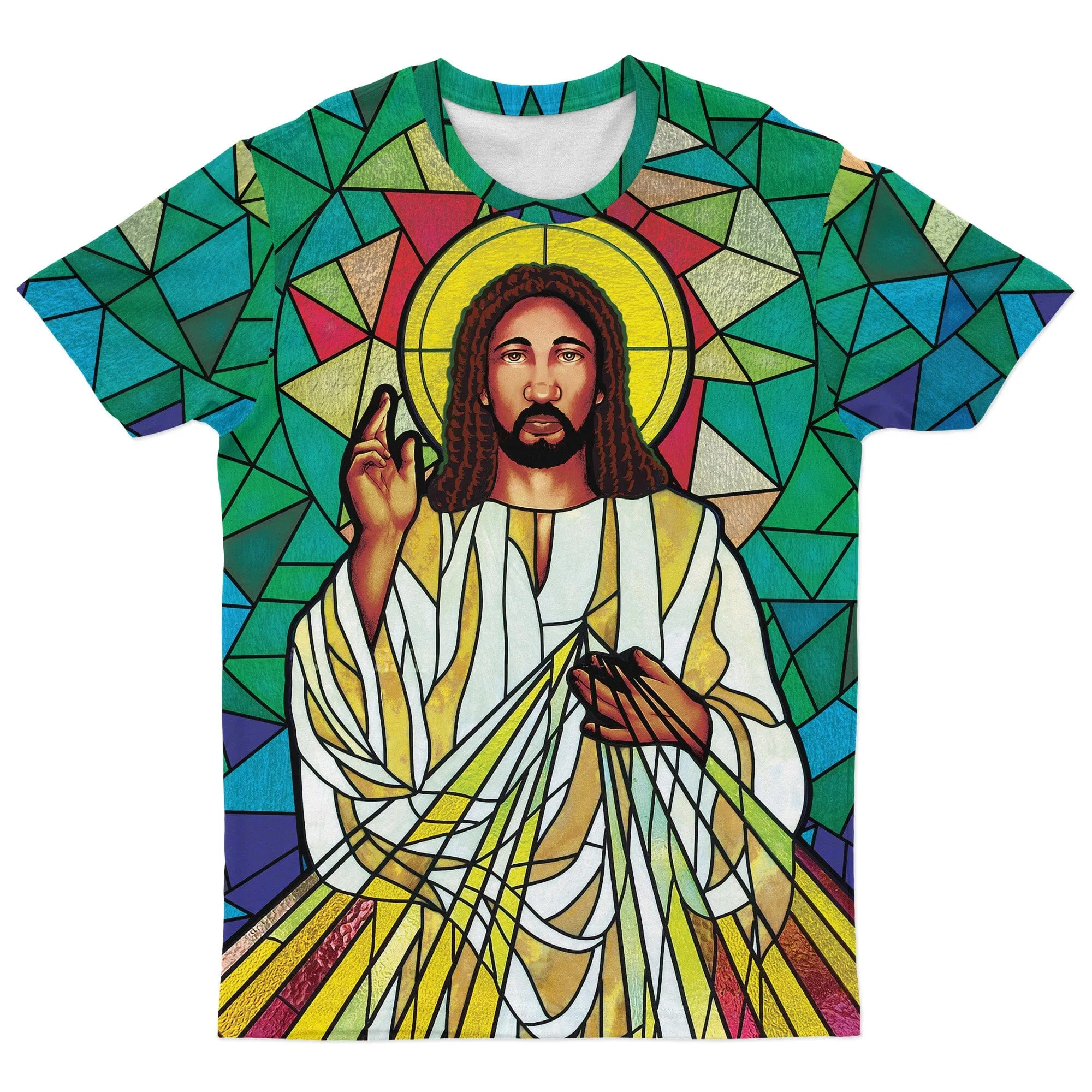 Black Jesus On The Stained Glass T-shirt and Shorts Set