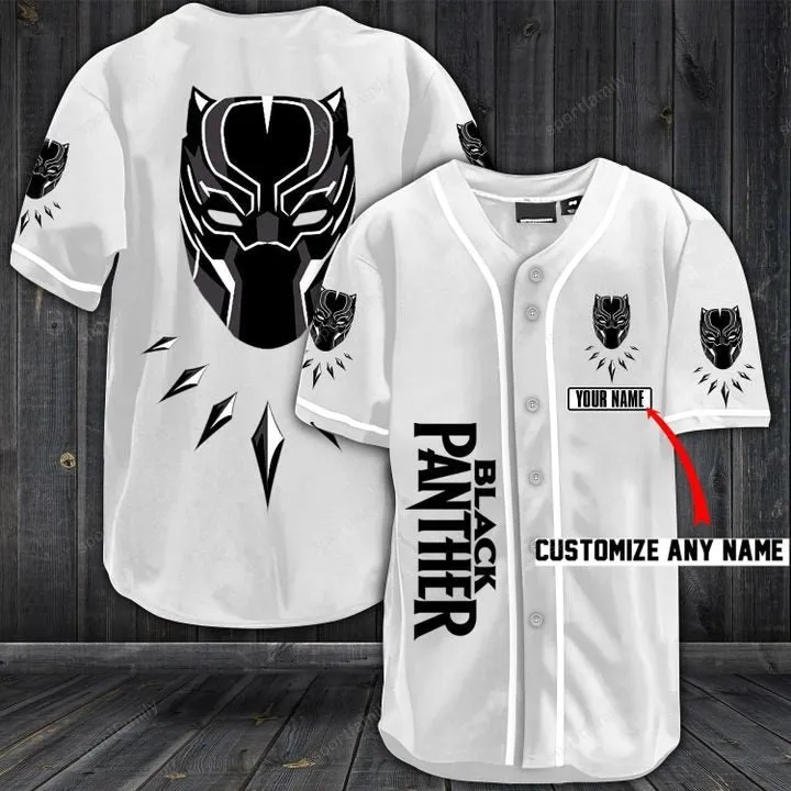 BLACK PANTHER LOGO BASEBALL SHIRT CUSTOM NAME