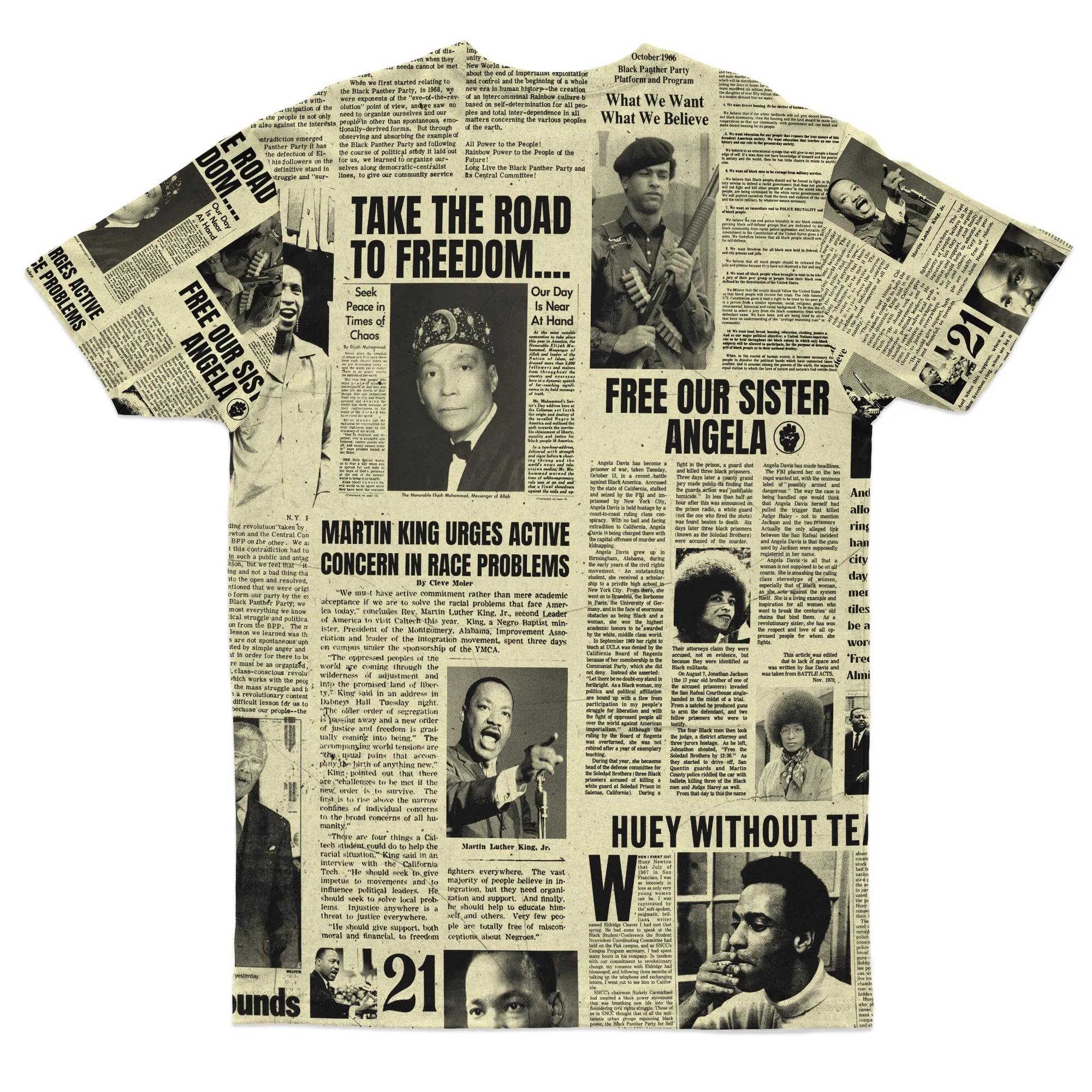 Black Power Newspaper T-shirt And Shorts Set