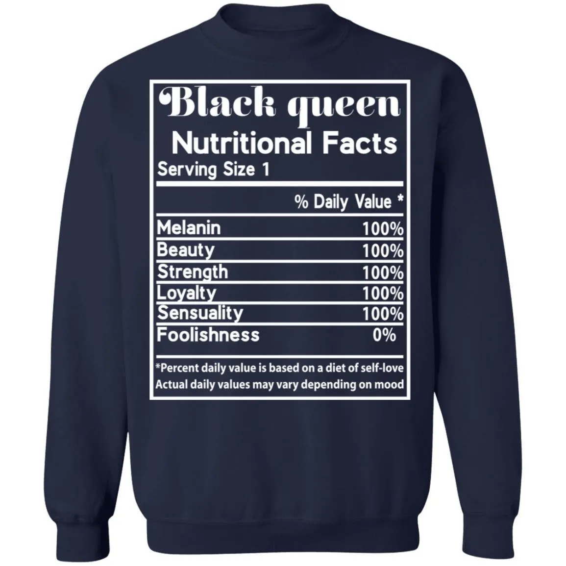 Black Queen Nutrition Facts T-shirt