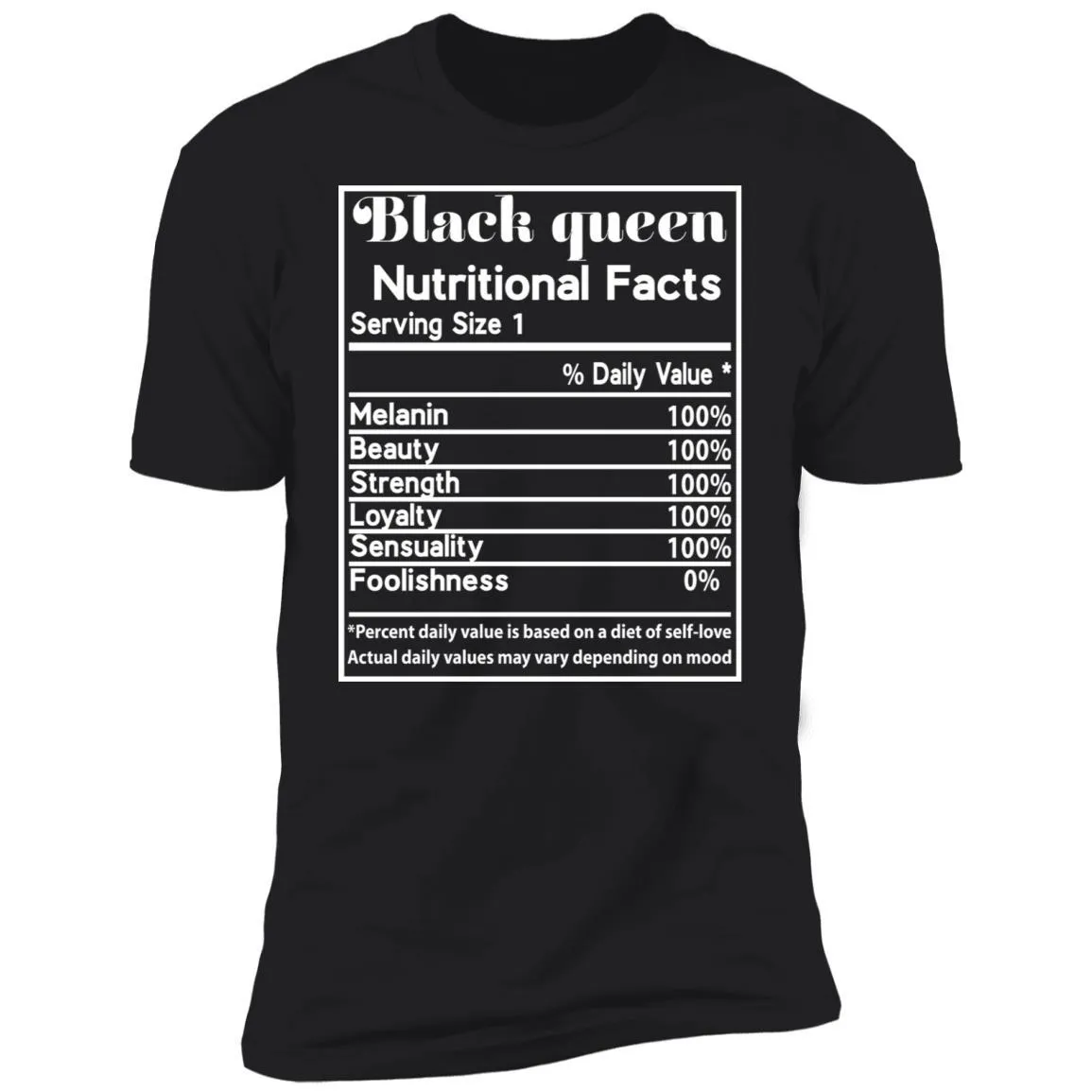 Black Queen Nutrition Facts T-shirt