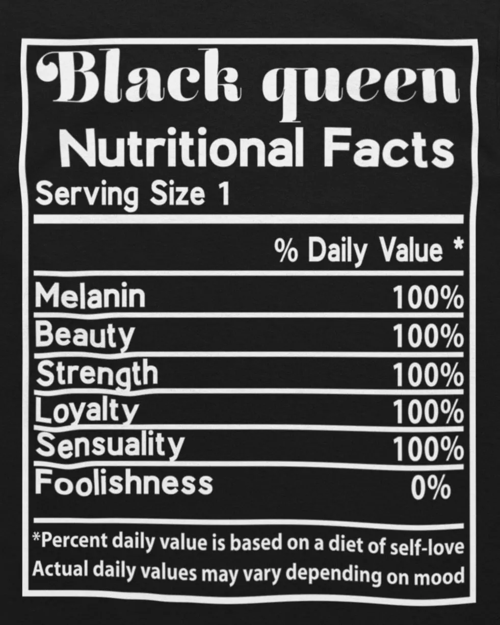 Black Queen Nutrition Facts T-shirt