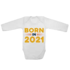 Born In 2021 - Long Sleeve Baby Vests