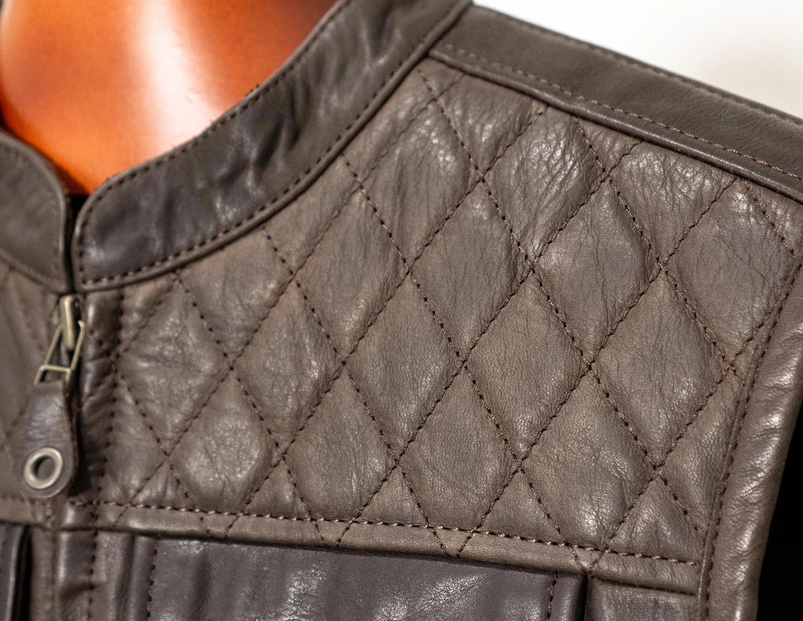 Brown Leather Vest, Motorcycle Vest Diamond Stitched | HandCrafted