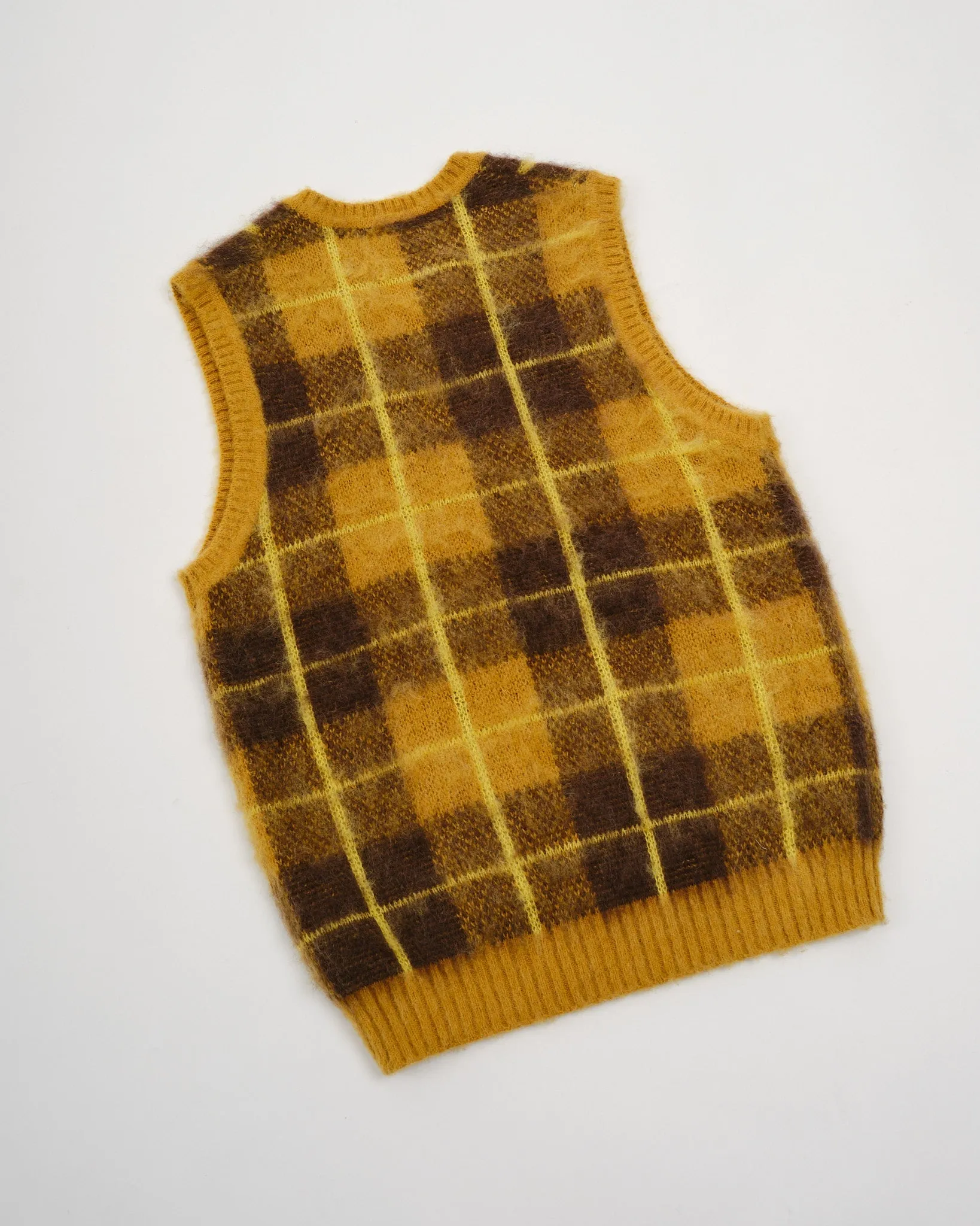 Check Vest Mohair Mustard