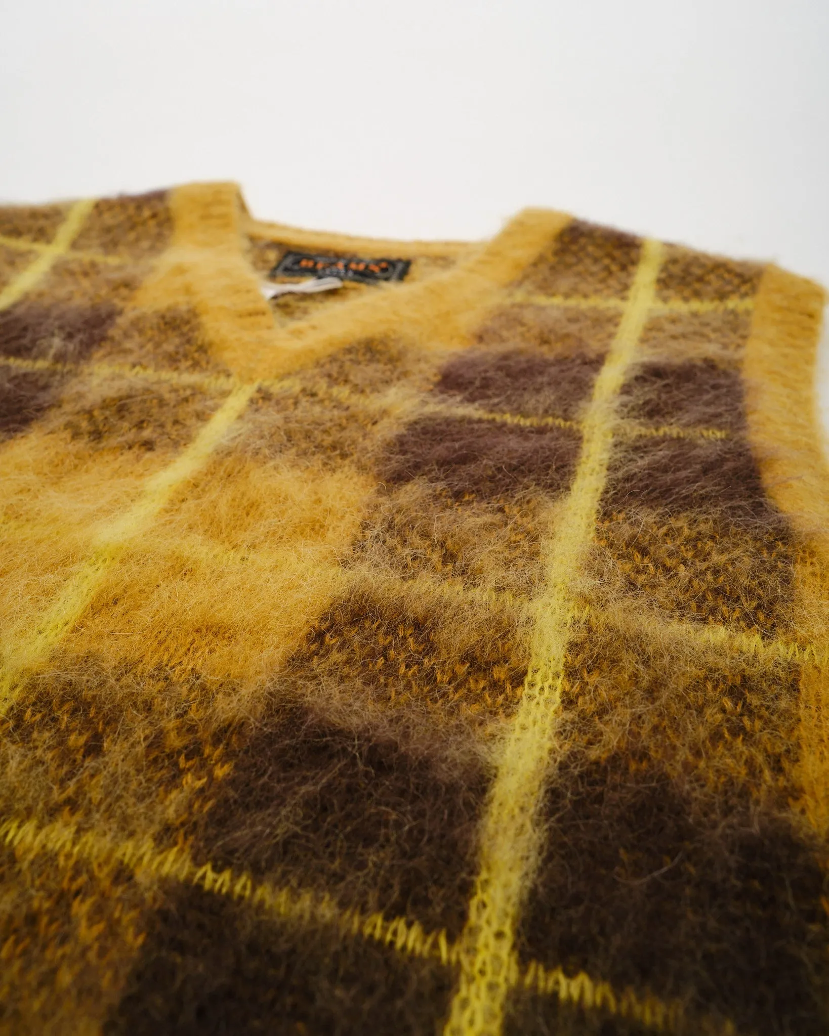 Check Vest Mohair Mustard