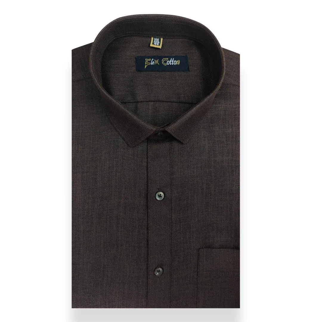 Dark Brown Color Blended Linen Shirt For Men's