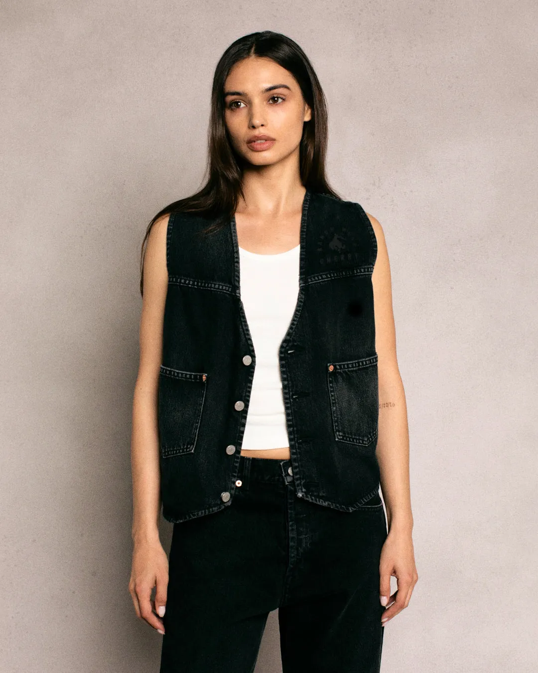 Denim Ranch Vest (Black)