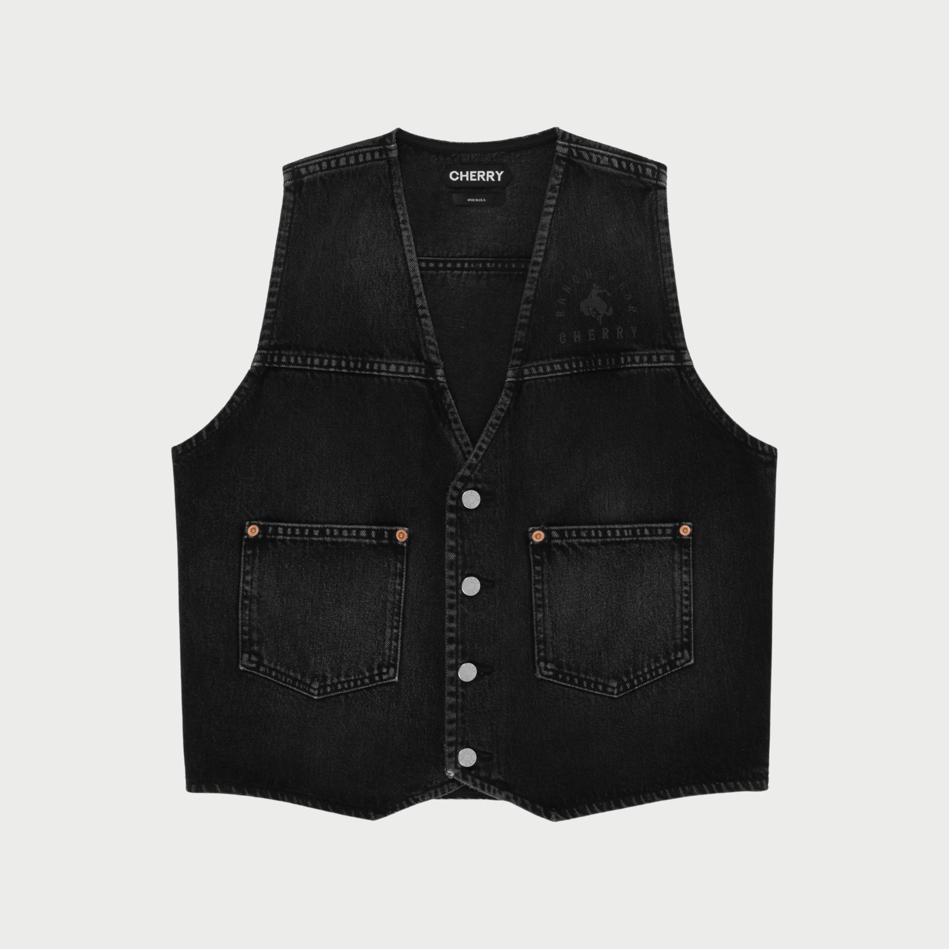 Denim Ranch Vest (Black)