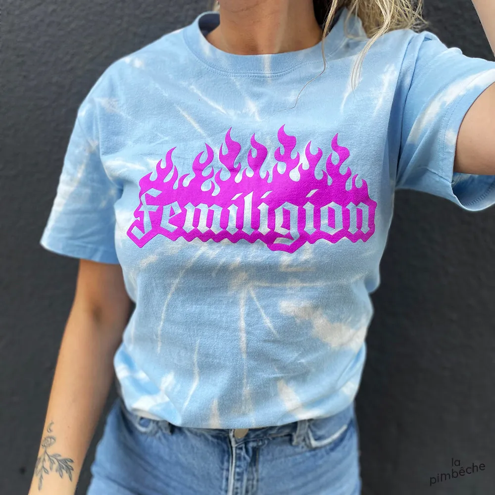 Femiligion tie-dye blue tee