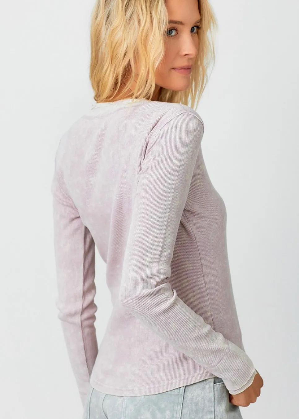 FINAL SALE - Washed Thermal Henley Tops - 3 Colors!