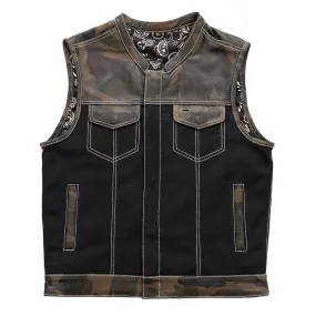 First Mfg Infantry Motorcycle Leather Canvas Vest