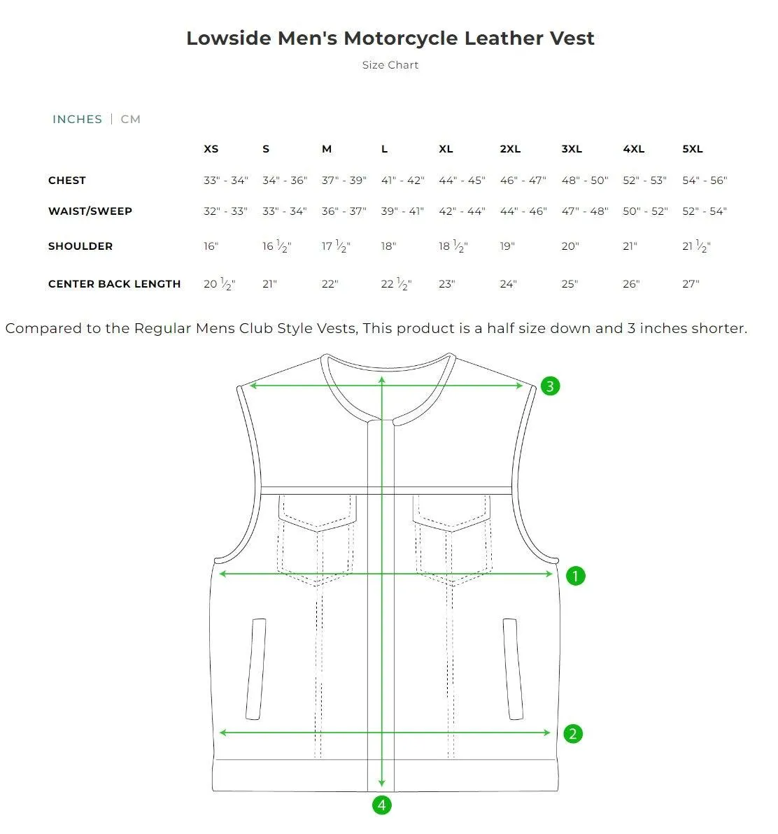 First Mfg Mens Lowside Cropped Concealment Leather Vest