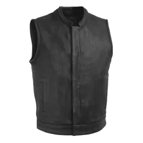 First Mfg Top Rocker Black Men's Motorcycle Leather Vest