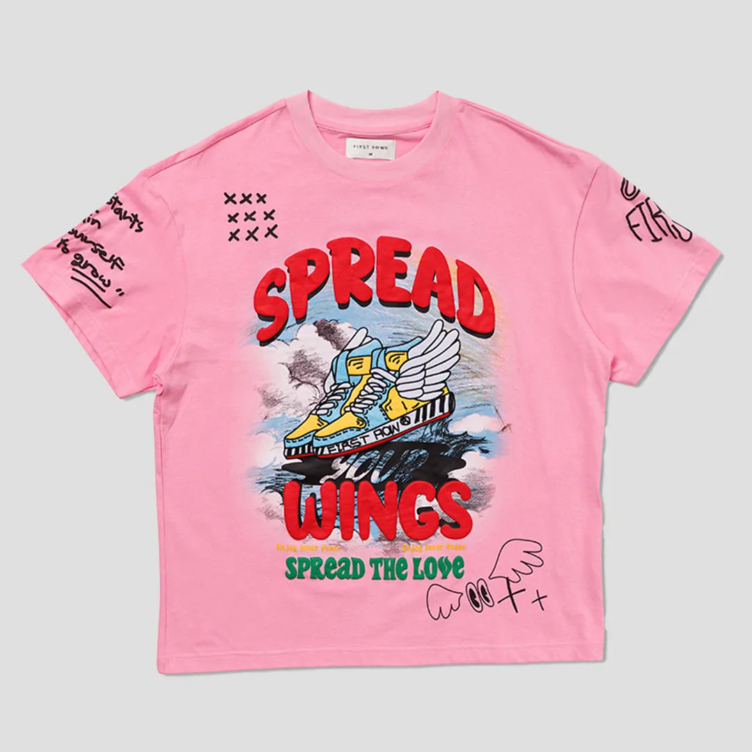 FLYING SNEAKER DRAWING TEE PINK