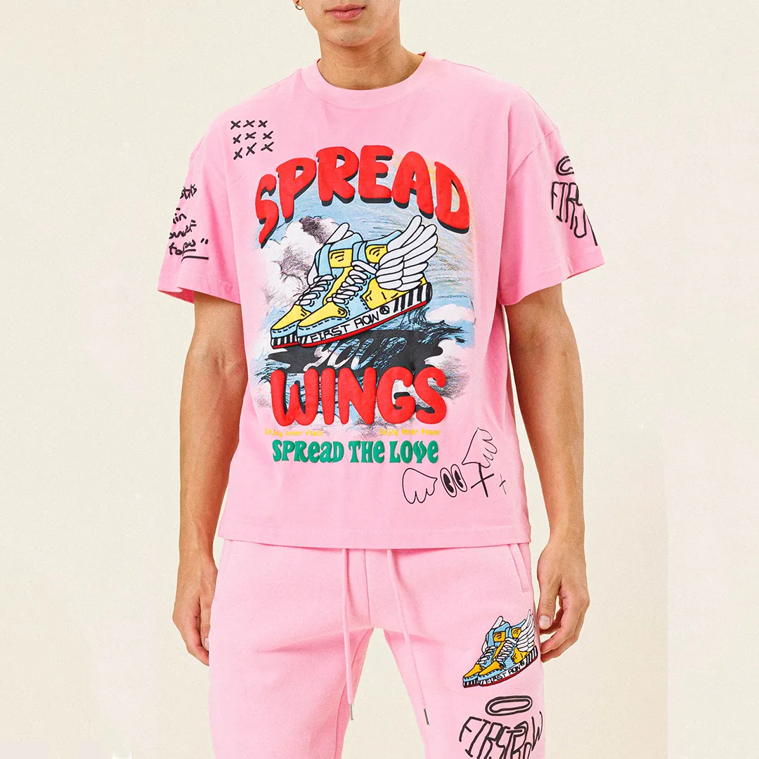 FLYING SNEAKER DRAWING TEE PINK