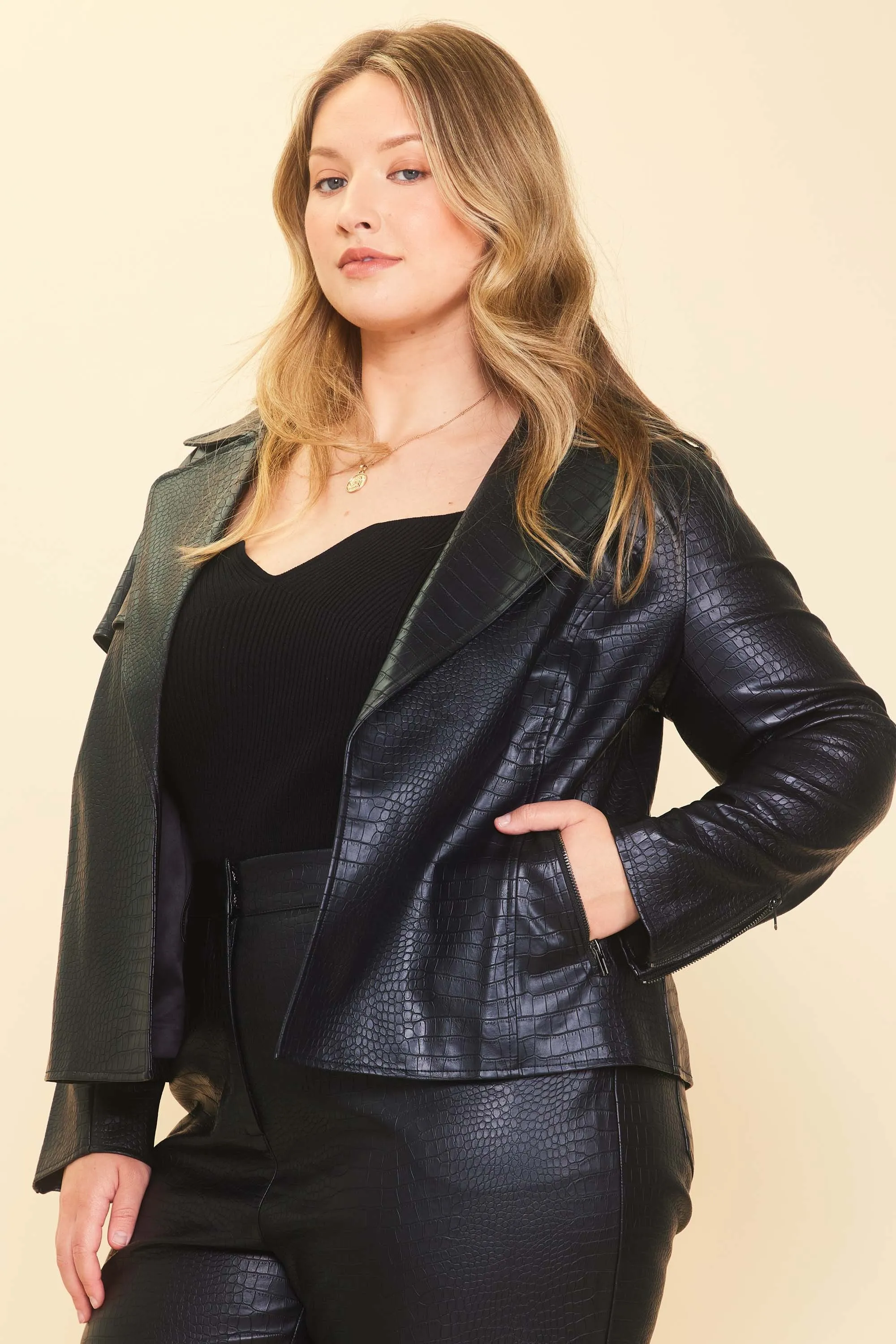 Free to Go Vegan Leather Biker Jacket