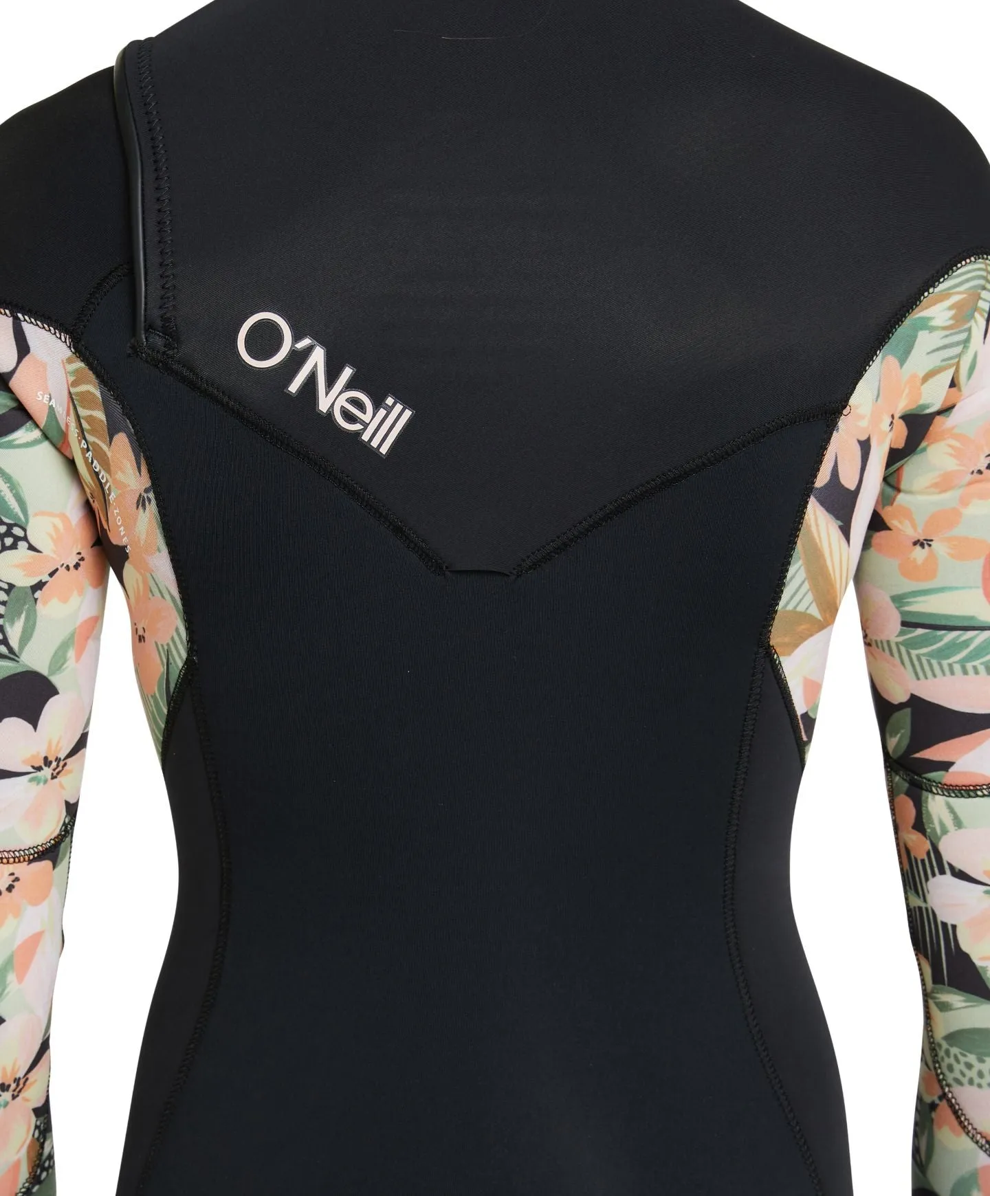 Girl's Bahia 4/3mm Steamer Chest Zip Wetsuit - Black Wild Papaya