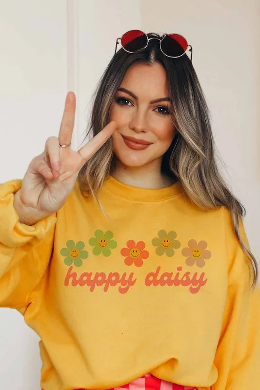 HAPPY DAISY GRAPHIC SWEATSHIRT PLUS SIZE