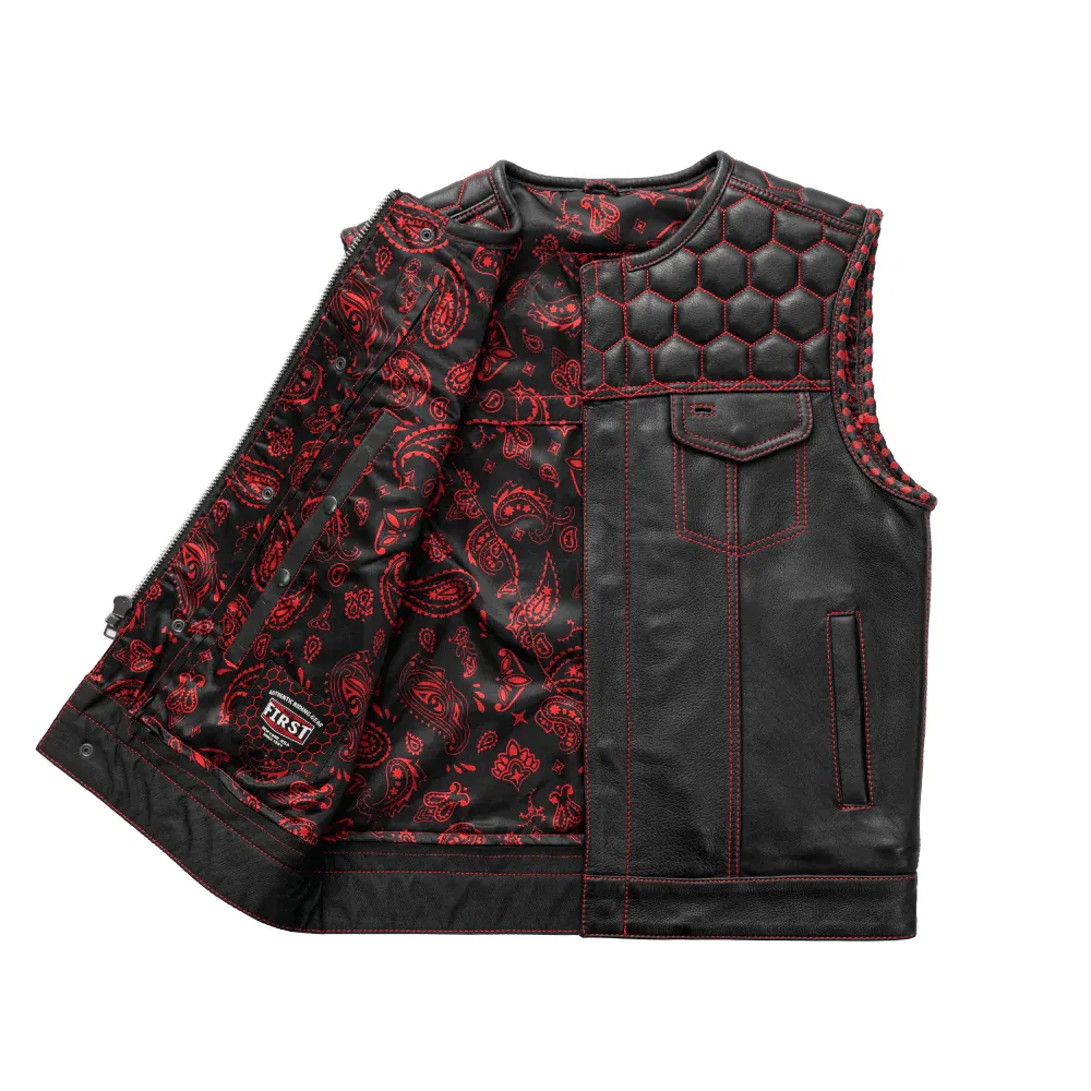 Hornet Men's Club Style Leather Vest - Available in 3 Colors