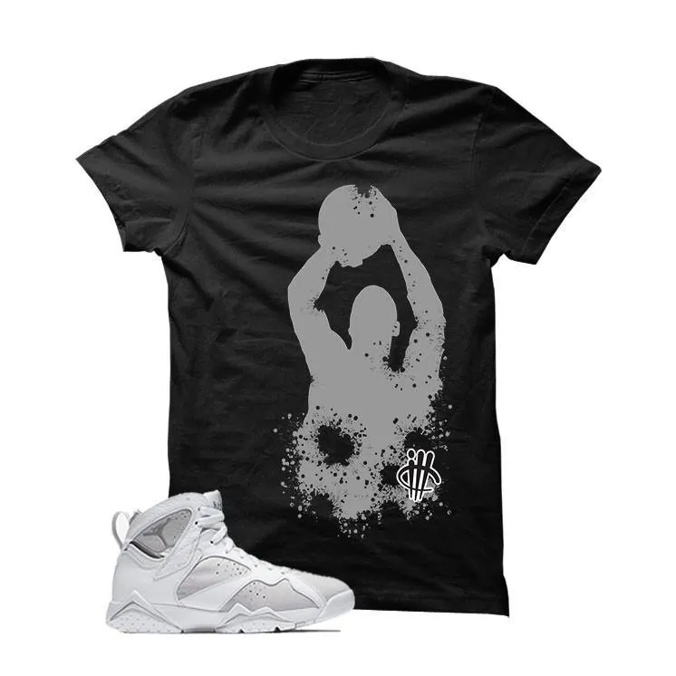 Jordan 7 White Metallic Silver Pure Money Black T Shirt (MJ Shooter)