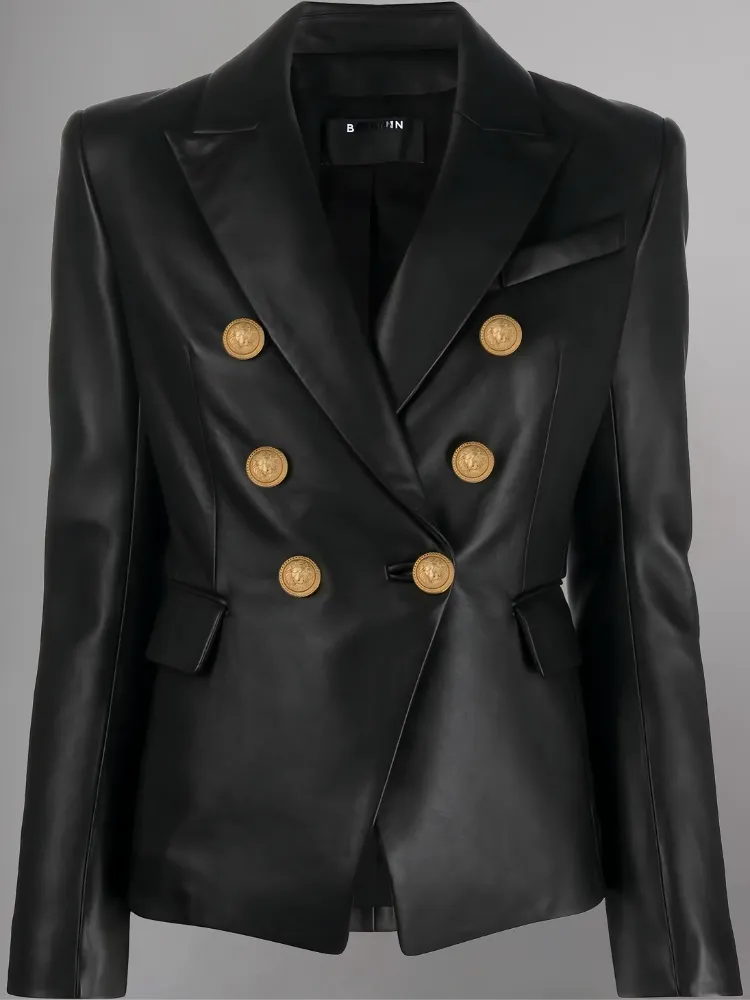 Kinley Womens Leather Blazer Jacket