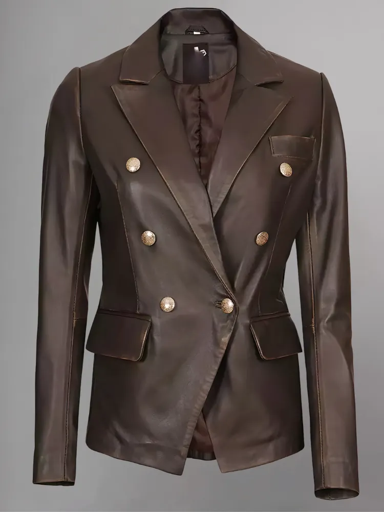 Kinley Womens Leather Blazer Jacket