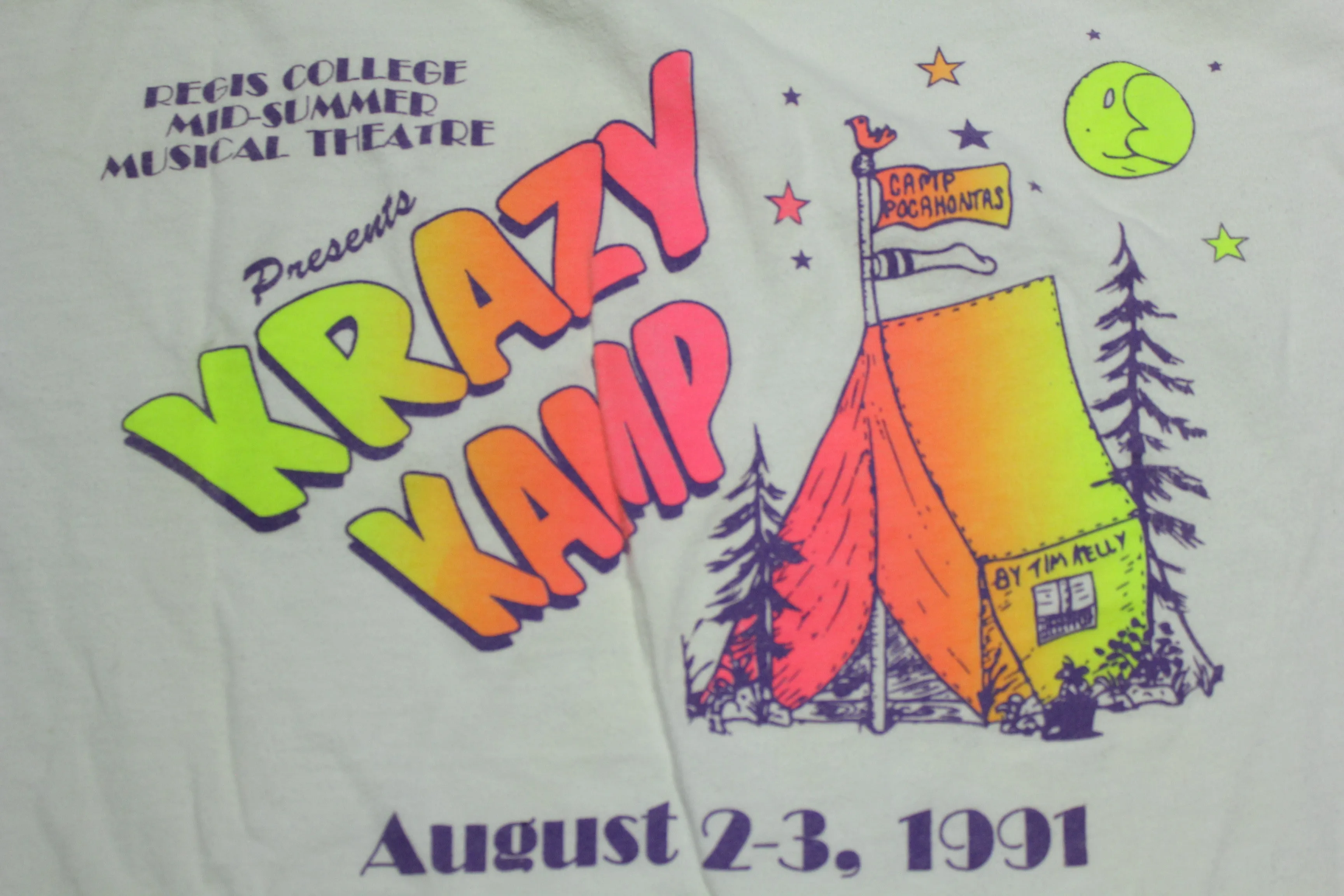 Krazy Kamp 1991 Vintage Mid Summer Musical Theater Neon 90's T-Shirt