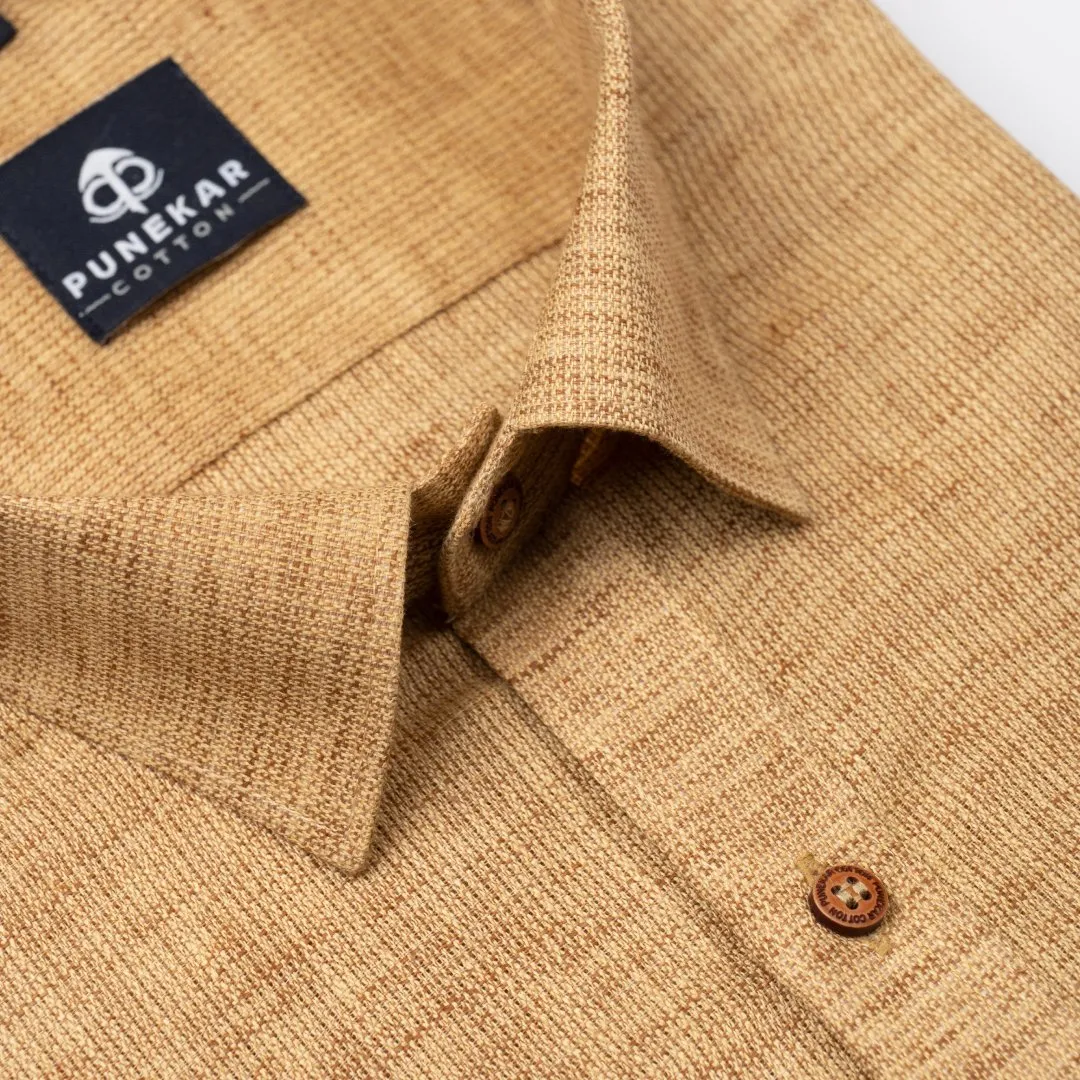 Light Brown Color Combed Cotton Shirts For Men