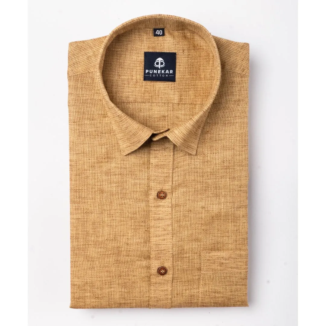 Light Brown Color Combed Cotton Shirts For Men