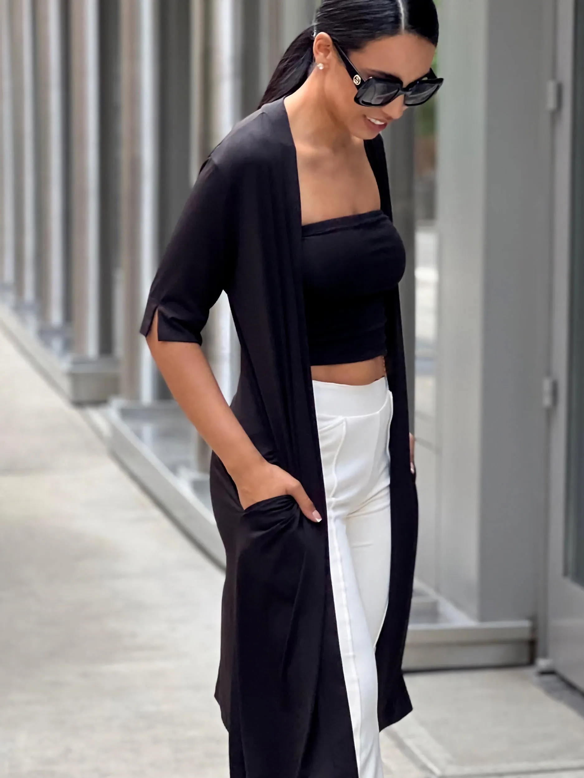 Long Cardigan in Matte Jersey - The Hanover