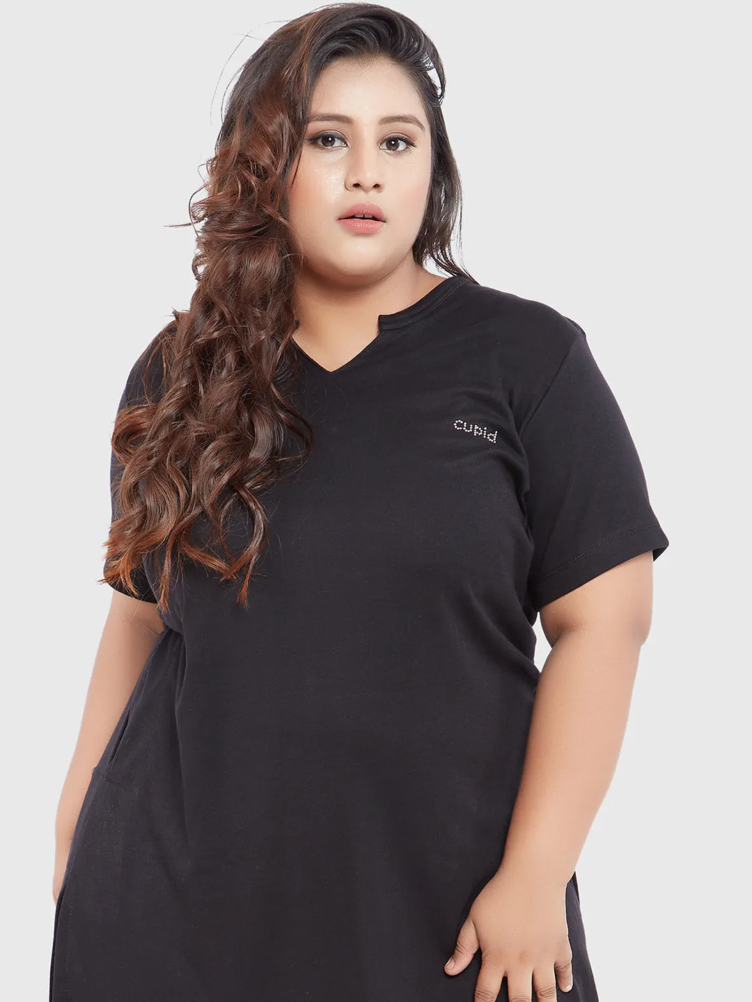 Long Line Black Top For Women - Plus Size