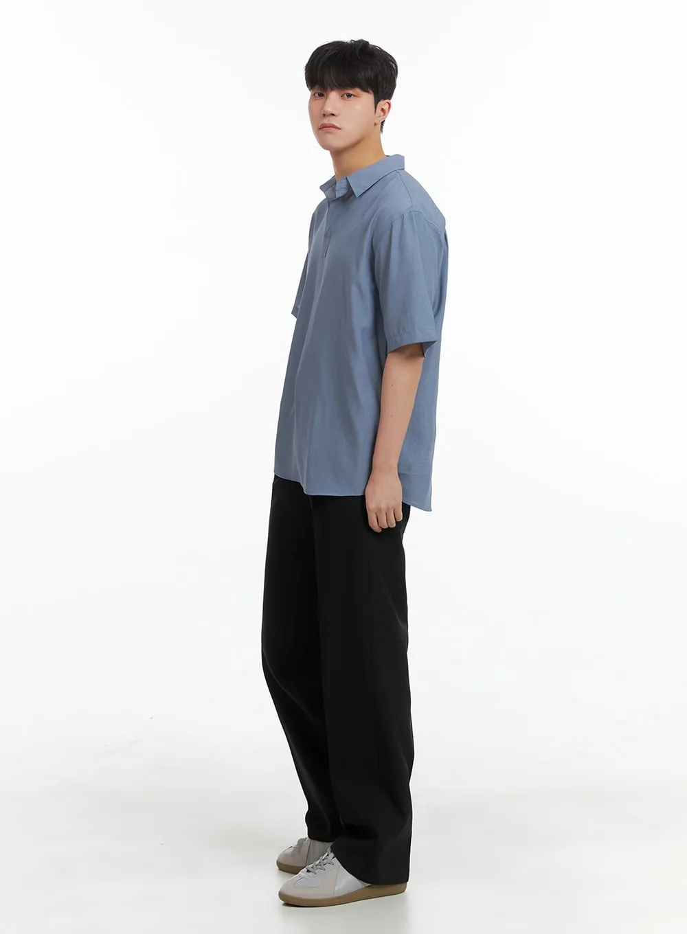 Men's Pintuck Wide Fit Trousers IA402