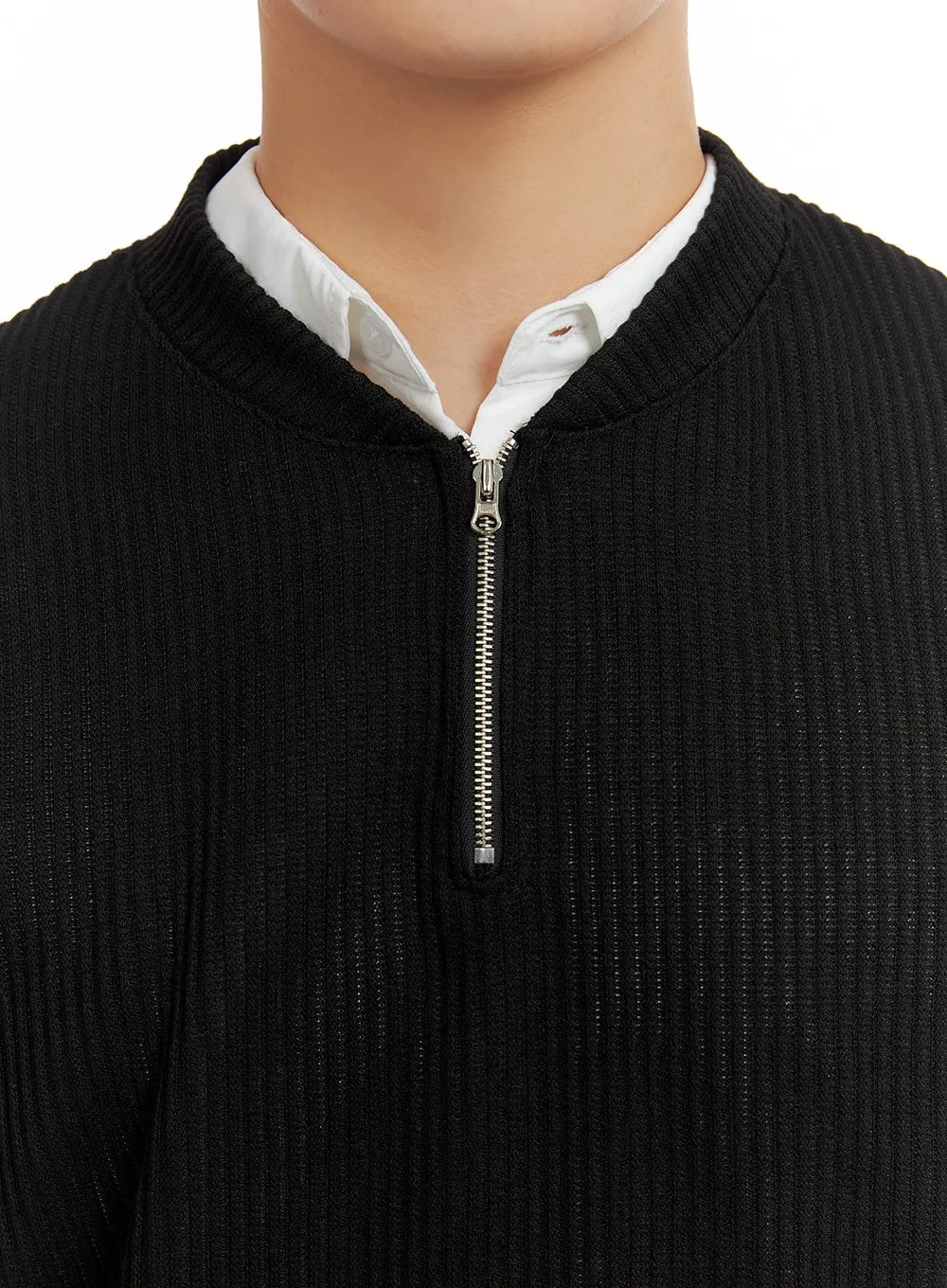 Men's Quarter Zip-Up Knit Sweater IA401