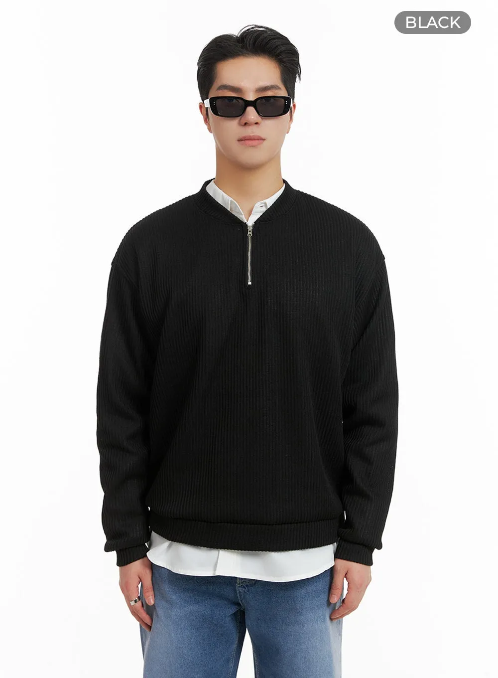 Men's Quarter Zip-Up Knit Sweater IA401