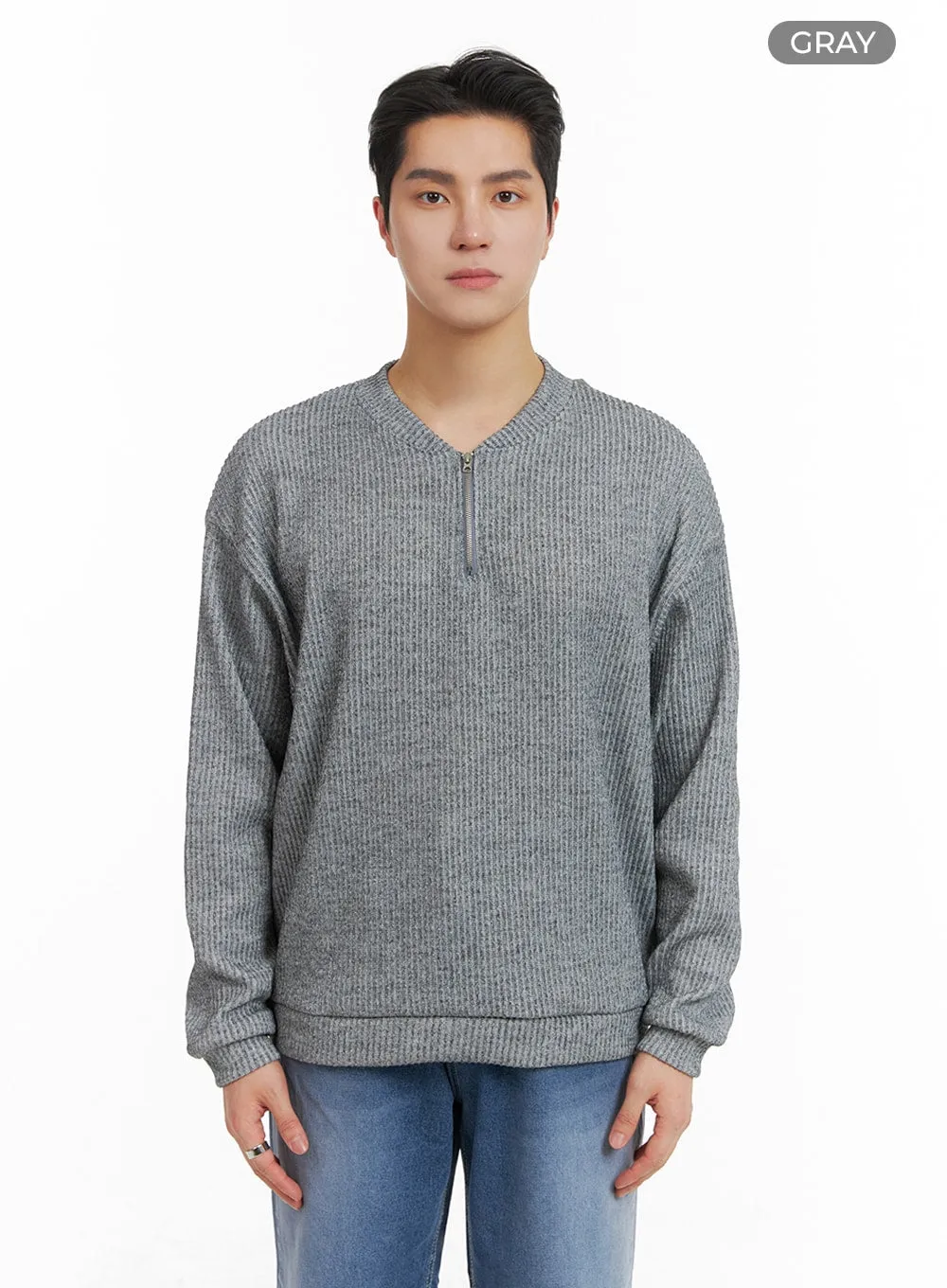 Men's Quarter Zip-Up Knit Sweater IA401