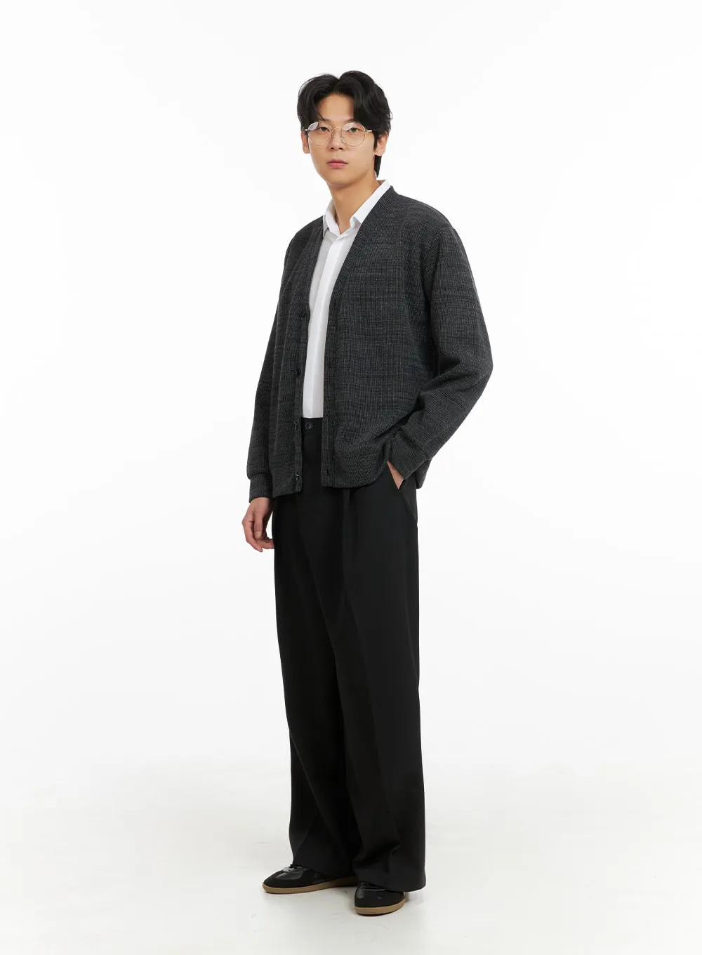 Men's Simple Button-Up Cardigan IA402