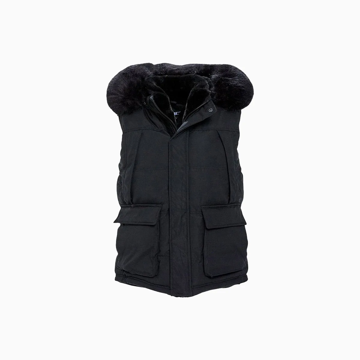 Men's Yukon Fur Lined Hooded Puffer Vest