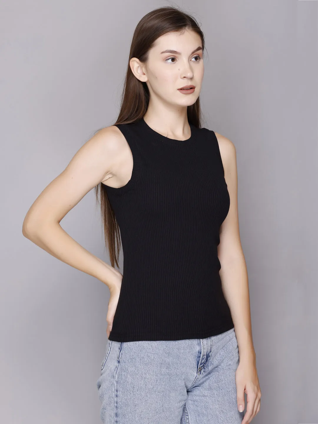 Modish Rib Tank Top-Women/Girls