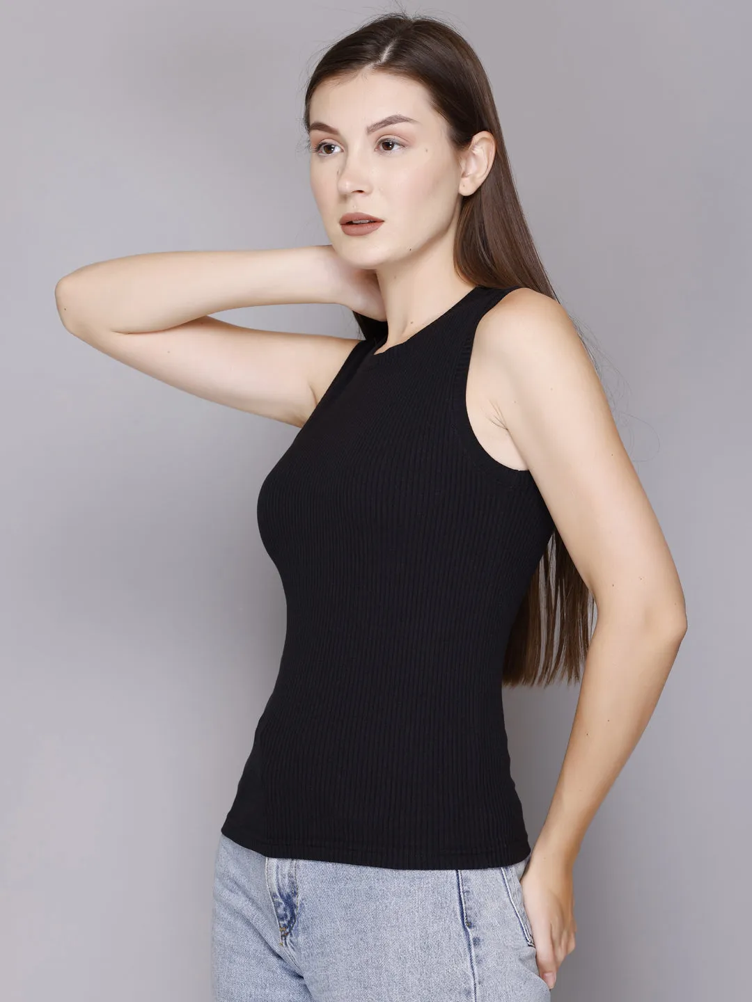 Modish Rib Tank Top-Women/Girls